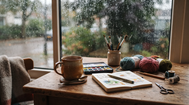 雨天窩在室內,專心做點手作。