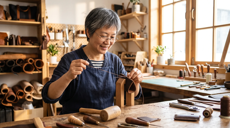 裁切、打孔、縫合,一步步完成。